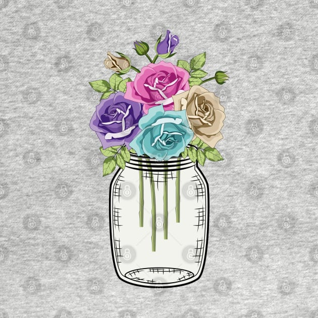 Roses In Mason Jar by Designoholic